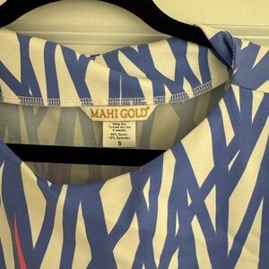 MAHI GOLD Blue and White Abstract Dress